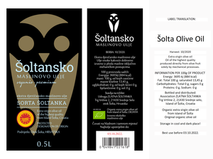 Super Premium Šoltansko Organic EVOO- Dalmatia Most Awarded EVOO 0.5L